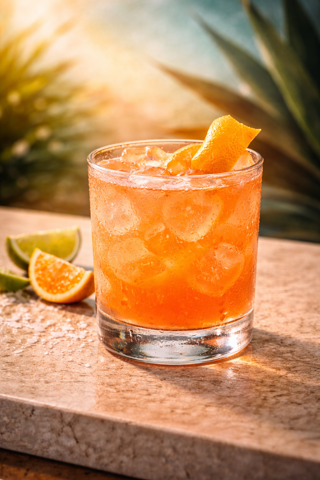Oaxaca Sunset mezcal cocktail with orange peel garnish